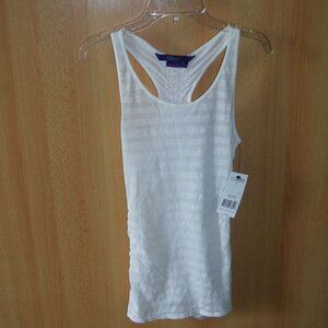 Max Azria Miley Cyrus Junior Girls XS White Raceback Tank Shirred Off White
